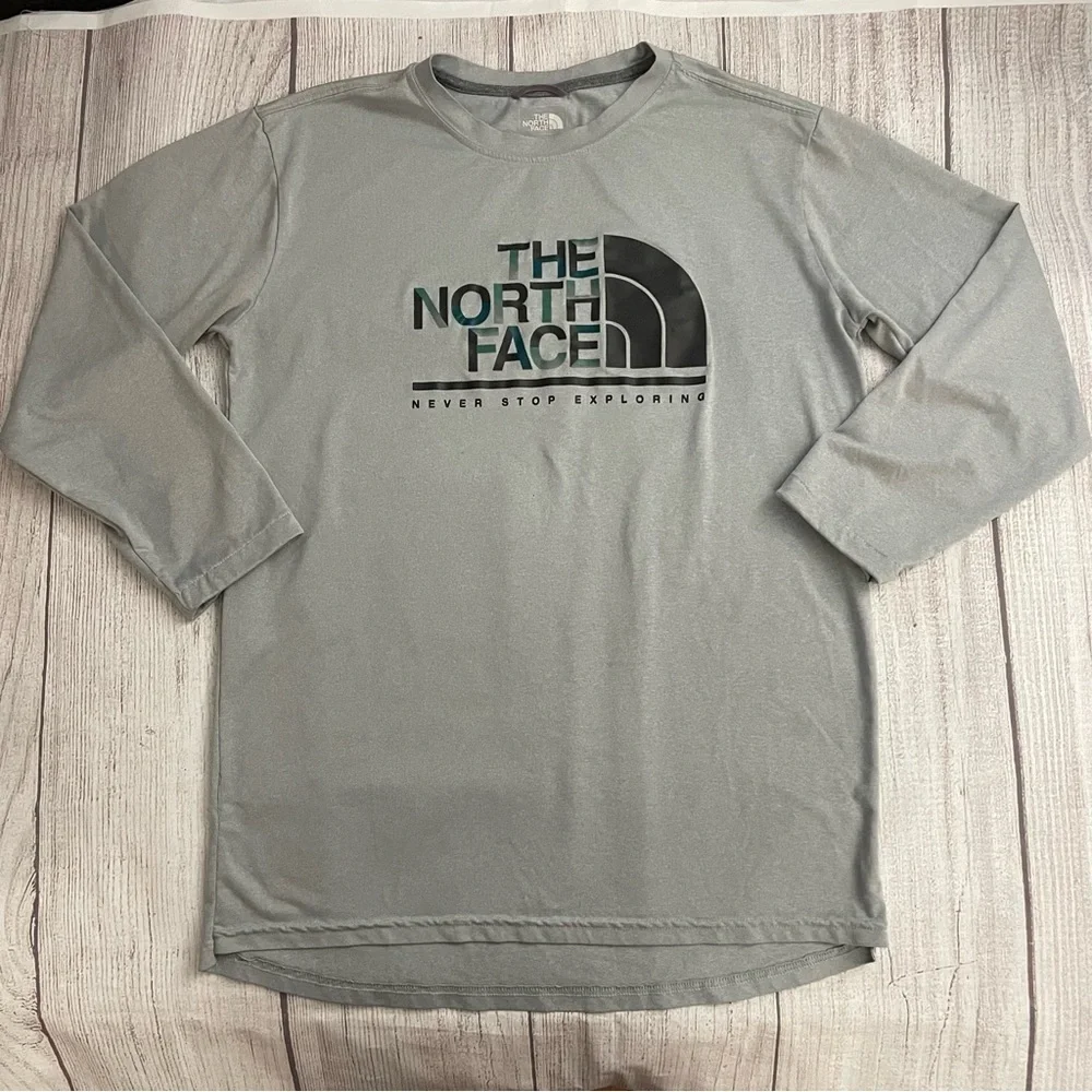 THE NORTH FACE Men's Gray Active Fit Half Dome Long Sleeve T-Shirt Size Large